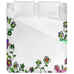 Floral Border Cartoon Flower Doodle Duvet Cover Double Side (california King Size)