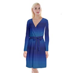 Blue Dot Long Sleeve Velvet Front Wrap Dress by PhotoNOLA