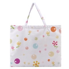 Flower Floral Star Balloon Bubble Zipper Large Tote Bag