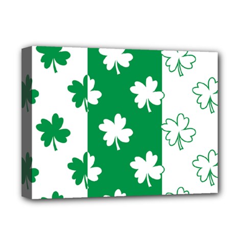 Flower Green Shamrock White Deluxe Canvas 16  X 12   by Mariart