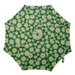 Flower Sunflower Yellow Green Leaf White Hook Handle Umbrellas (medium)