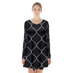 Iron Wire White Black Long Sleeve Velvet V-neck Dress