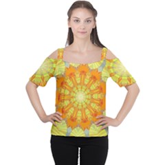 Sunshine Sunny Sun Abstract Yellow Women s Cutout Shoulder Tee