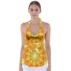 Sunshine Sunny Sun Abstract Yellow Babydoll Tankini Top