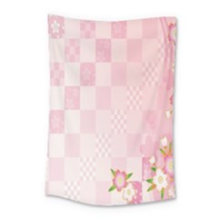 Sakura Flower Floral Pink Star Plaid Wave Chevron Small Tapestry by Mariart