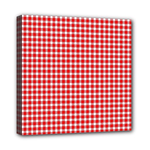Plaid Red White Line Mini Canvas 8  X 8  by Mariart