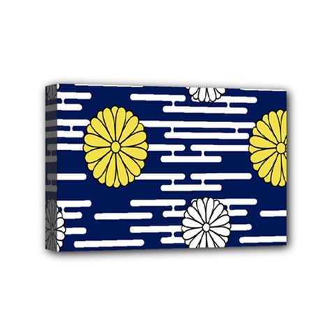 Sunflower Line Blue Yellpw Mini Canvas 6  X 4  by Mariart