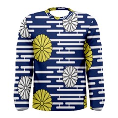 Sunflower Line Blue Yellpw Men s Long Sleeve Tee by Mariart