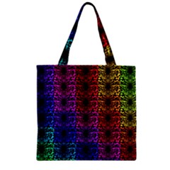 Rainbow Grid Form Abstract Zipper Grocery Tote Bag