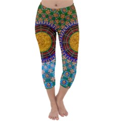 Temple Abstract Ceiling Chinese Capri Winter Leggings 