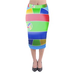 Balloon Volleyball Ball Sport Velvet Midi Pencil Skirt by Nexatart