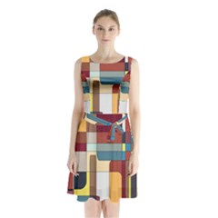 Patchwork Sleeveless Chiffon Waist Tie Dress by digitaldivadesigns