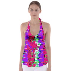Colorful Glitch Pattern Design Babydoll Tankini Top by dflcprintsclothing