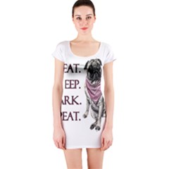 Eat, Sleep, Bark, Repeat Pug Short Sleeve Bodycon Dress by Valentinaart