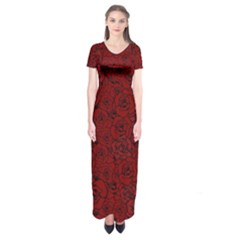 Red Roses Field Short Sleeve Maxi Dress by designworld65