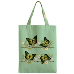 Four Green Butterflies Zipper Classic Tote Bag by linceazul