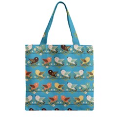 Assorted Birds Pattern Zipper Grocery Tote Bag by linceazul