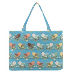 Assorted Birds Pattern Medium Zipper Tote Bag by linceazul