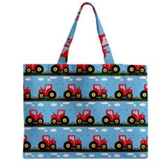 Toy Tractor Pattern Medium Zipper Tote Bag by linceazul