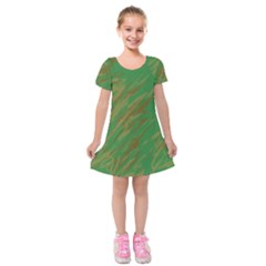 Brown Green Texture                 Kids  Short Sleeve Velvet Dress by LalyLauraFLM