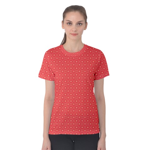 Decorative Retro Hearts Pattern  Women s Cotton Tee by TastefulDesigns