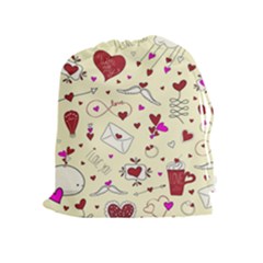 Valentinstag Love Hearts Pattern Red Yellow Drawstring Pouches (extra Large) by EDDArt