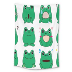 Animals Frog Green Face Mask Smile Cry Cute Large Tapestry by Mariart