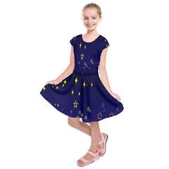 Blue Star Space Galaxy Light Night Kids  Short Sleeve Dress by Mariart
