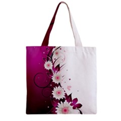 Flower Purple Sunflower Star Butterfly Zipper Grocery Tote Bag by Mariart