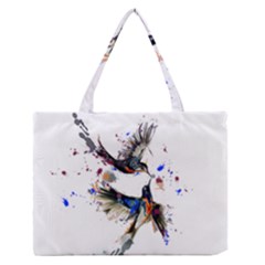 Colorful Love Birds Illustration With Splashes Of Paint Medium Zipper Tote Bag by TastefulDesigns