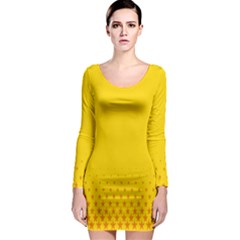 Yellow Star Light Space Long Sleeve Bodycon Dress by Mariart