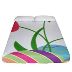 Eggs Three Tulips Flower Floral Rainbow Fitted Sheet (king Size) by Mariart