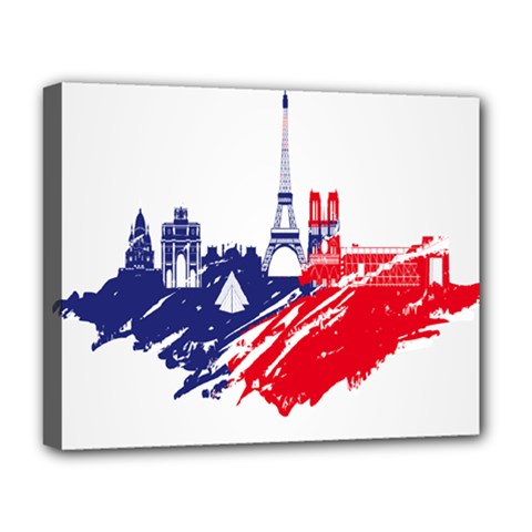 Eiffel Tower Monument Statue Of Liberty France England Red Blue Deluxe Canvas 20  X 16   by Mariart