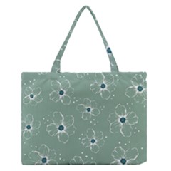 Flower Floral Sakura Sunflower Rose Blue Medium Zipper Tote Bag by Mariart