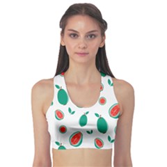Fruit Green Red Guavas Leaf Sports Bra by Mariart
