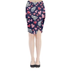 Elephant Lover Hearts Elephants Midi Wrap Pencil Skirt by BubbSnugg