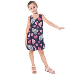 Elephant Lover Hearts Elephants Kids  Sleeveless Dress by BubbSnugg