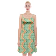 Emerald And Salmon Pattern Spaghetti Strap Velvet Dress by linceazul