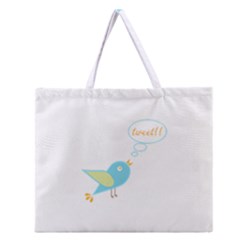Cute Tweet Zipper Large Tote Bag by linceazul