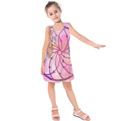 Watercolor Cute Dreamcatcher With Feathers Background Kids  Sleeveless Dress by TastefulDesigns