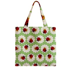 Ladybugs Pattern Zipper Grocery Tote Bag by linceazul