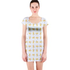 Spaceships Pattern Short Sleeve Bodycon Dress by linceazul