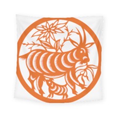 Chinese Zodiac Goat Star Orange Square Tapestry (small) by Mariart