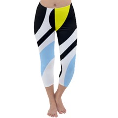 Circle Line Chevron Wave Black Blue Yellow Gray White Capri Winter Leggings  by Mariart