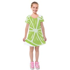 Gerald Lime Green Kids  Short Sleeve Velvet Dress by Mariart