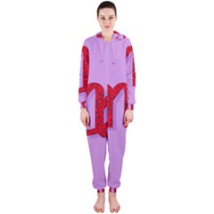 Illustrated Zodiac Purple Red Star Polka Hooded Jumpsuit (ladies)  by Mariart