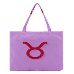 Illustrated Zodiac Purple Red Star Polka Circle Medium Tote Bag by Mariart