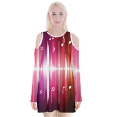 Music Data Science Line Velvet Long Sleeve Shoulder Cutout Dress by Mariart