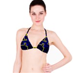 Tron Light Walls Arcade Style Line Yellow Blue Bikini Top