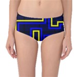 Tron Light Walls Arcade Style Line Yellow Blue Mid-Waist Bikini Bottoms